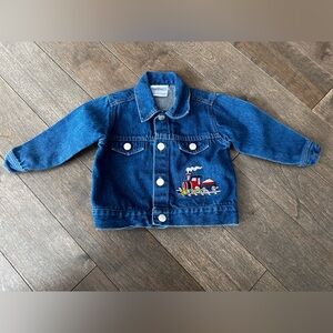 Vintage denim embroidered train jacket size 12 months